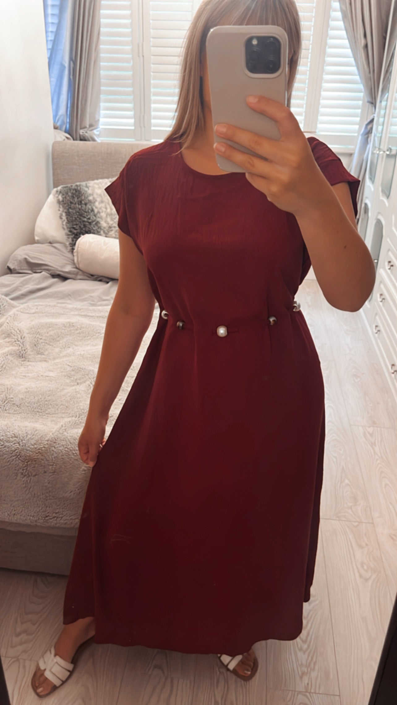 DRESS WITH BEADED BELT