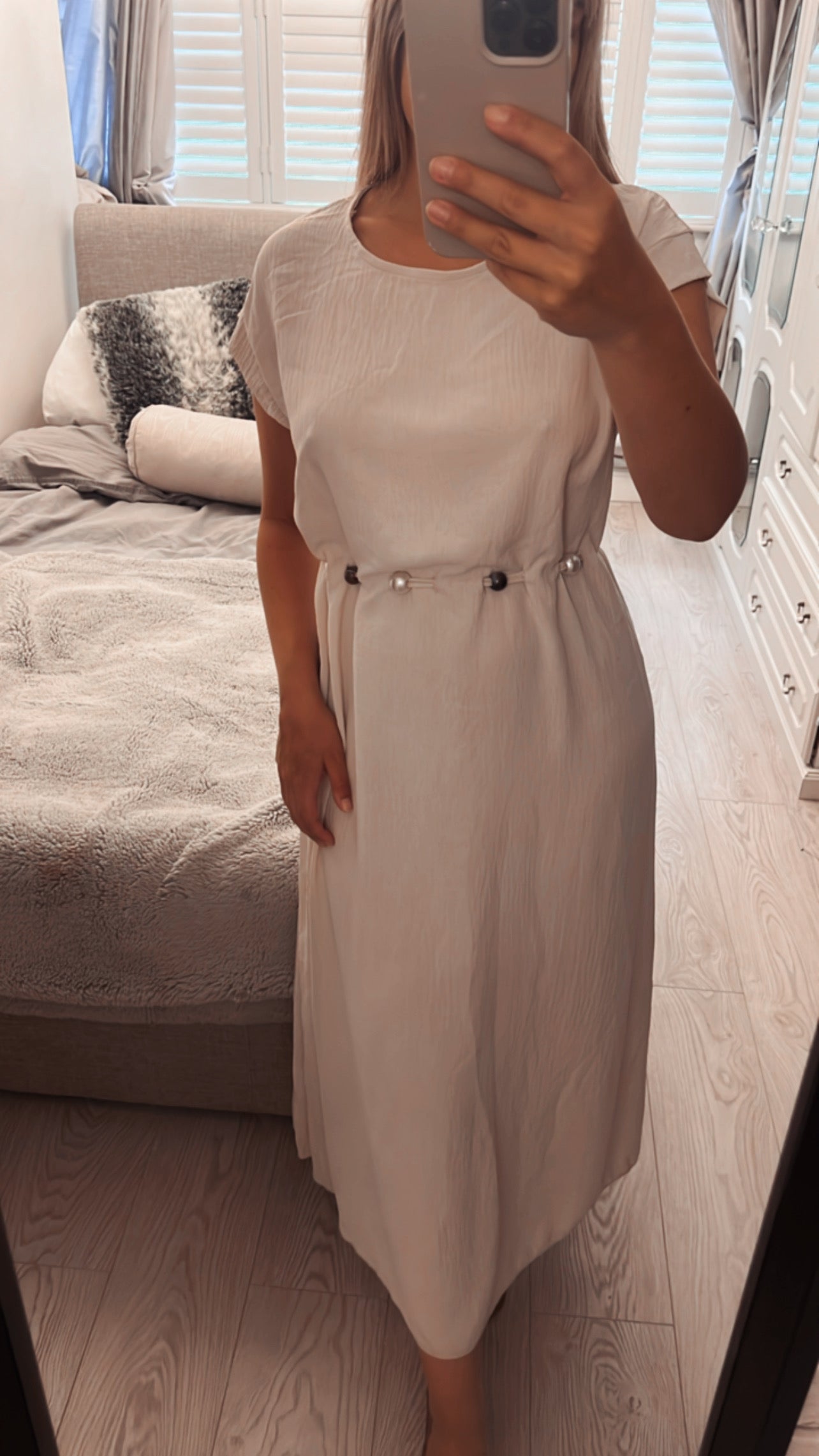 DRESS WITH BEADED BELT