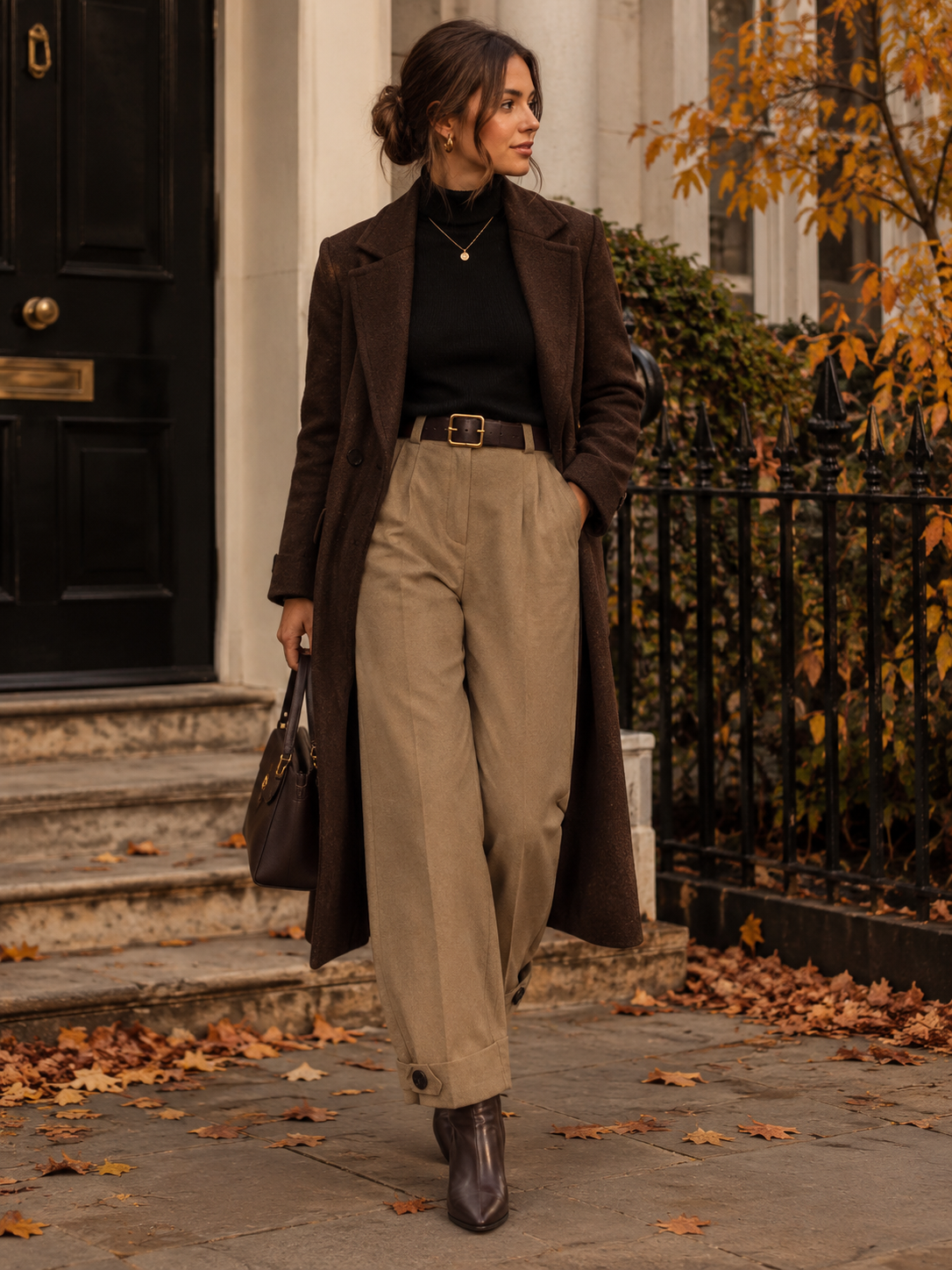 BELTED TROUSERS WITH BUTTON ANKLE