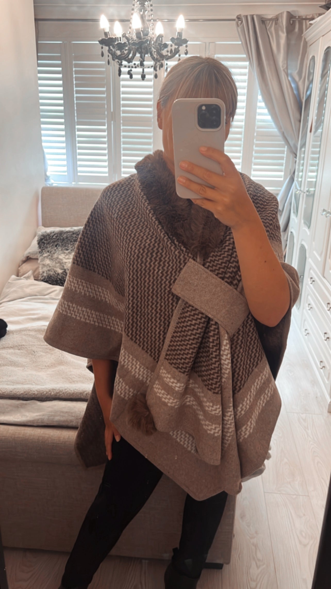 FAUX FUR PONCHO