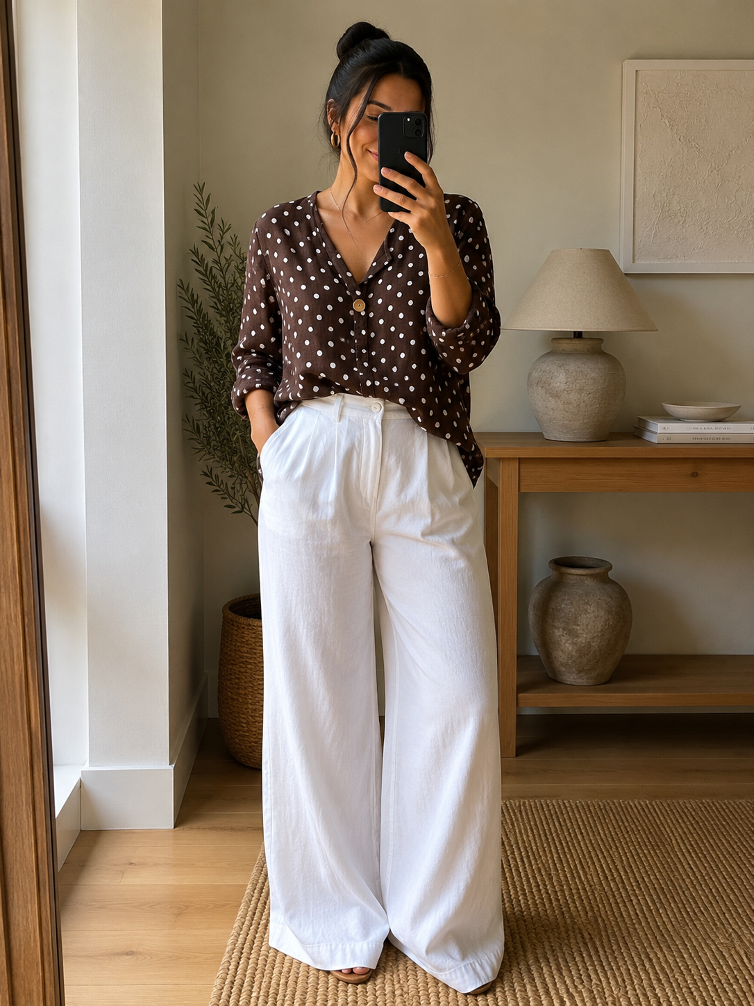 POLKA DOT COTTON BLOUSE