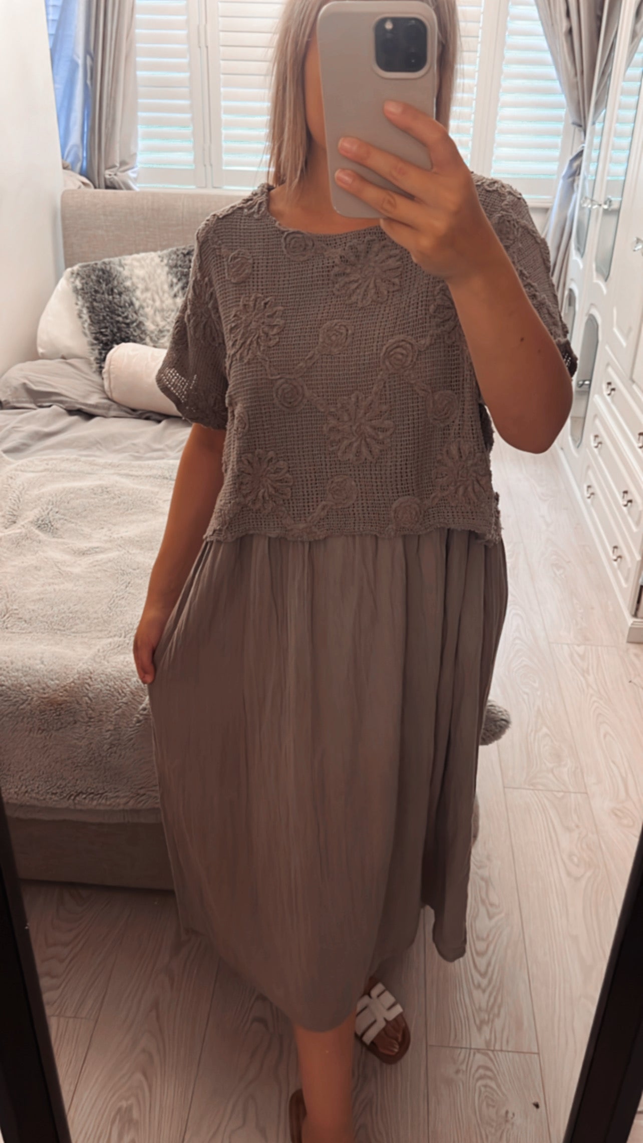 DRESS WITH MESH DETAILING