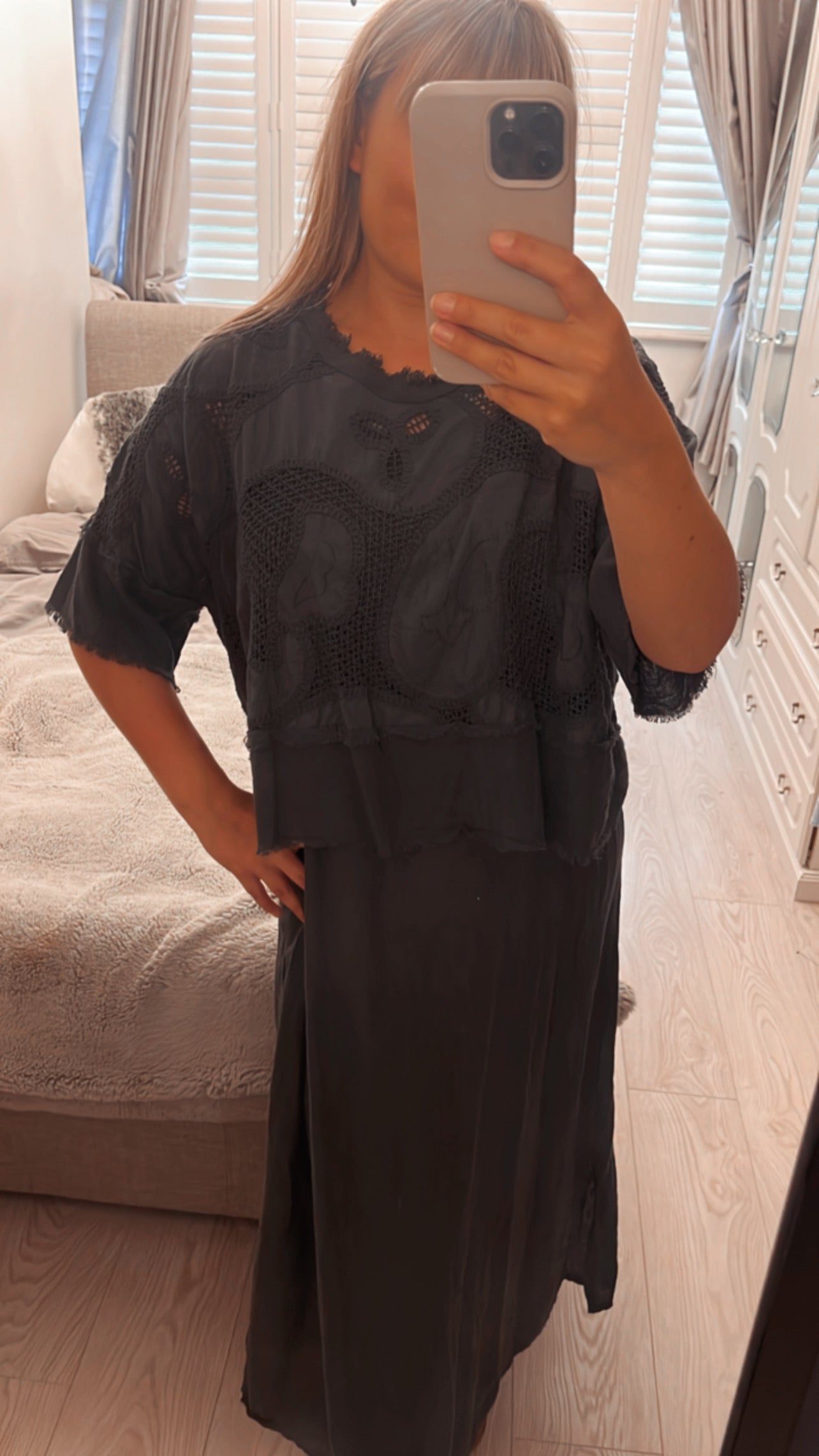 DRESS WITH MESH DETAILING