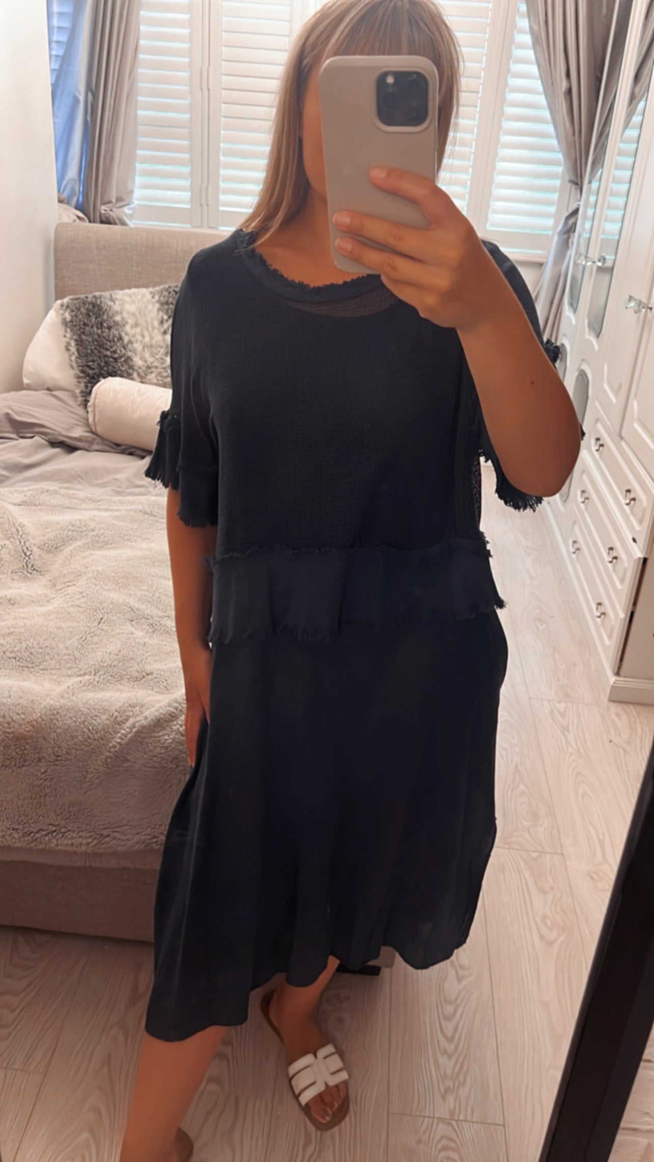 DRESS WITH MESH DETAILING