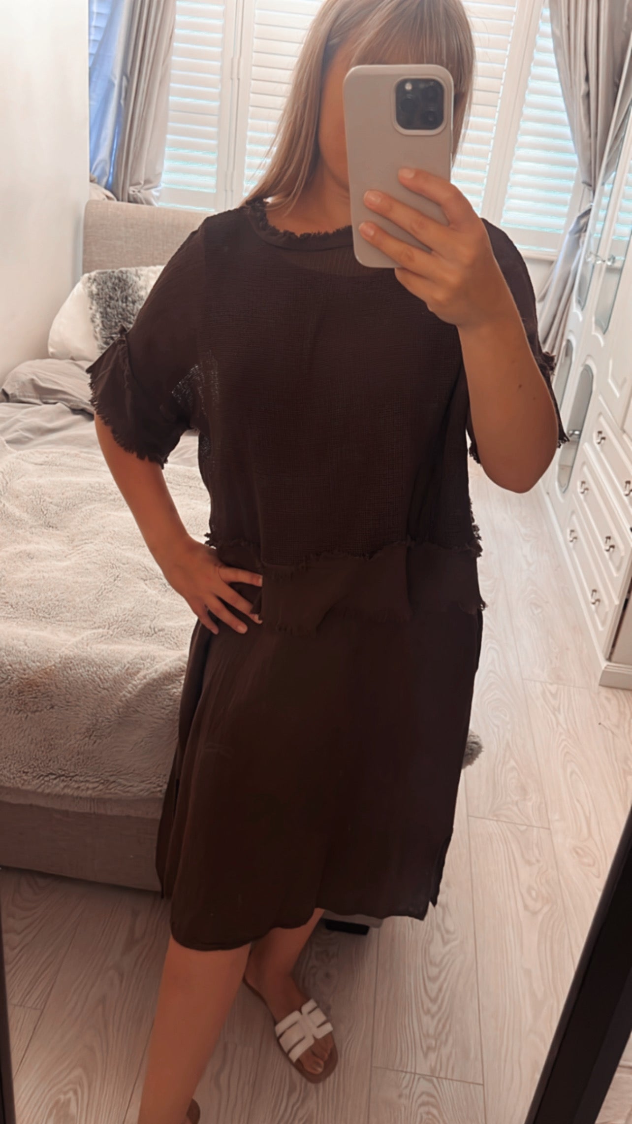 DRESS WITH MESH DETAILING