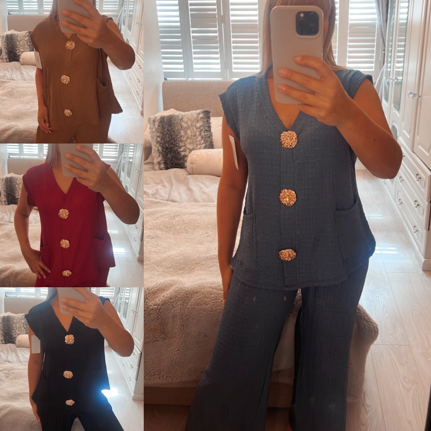 GOLD BUTTON CO-ORD SET