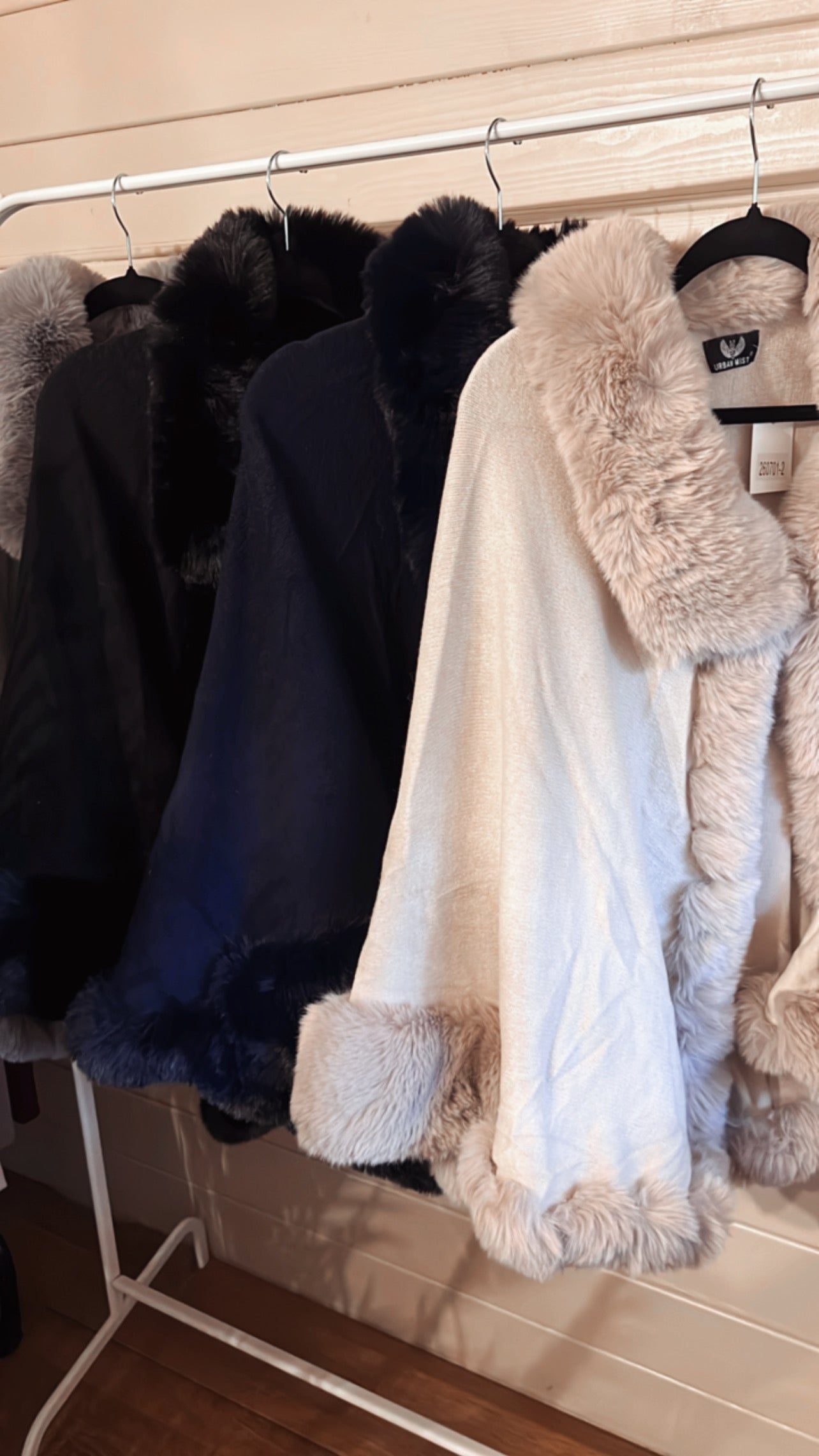 FAUX FUR PONCHO WITH ARMS
