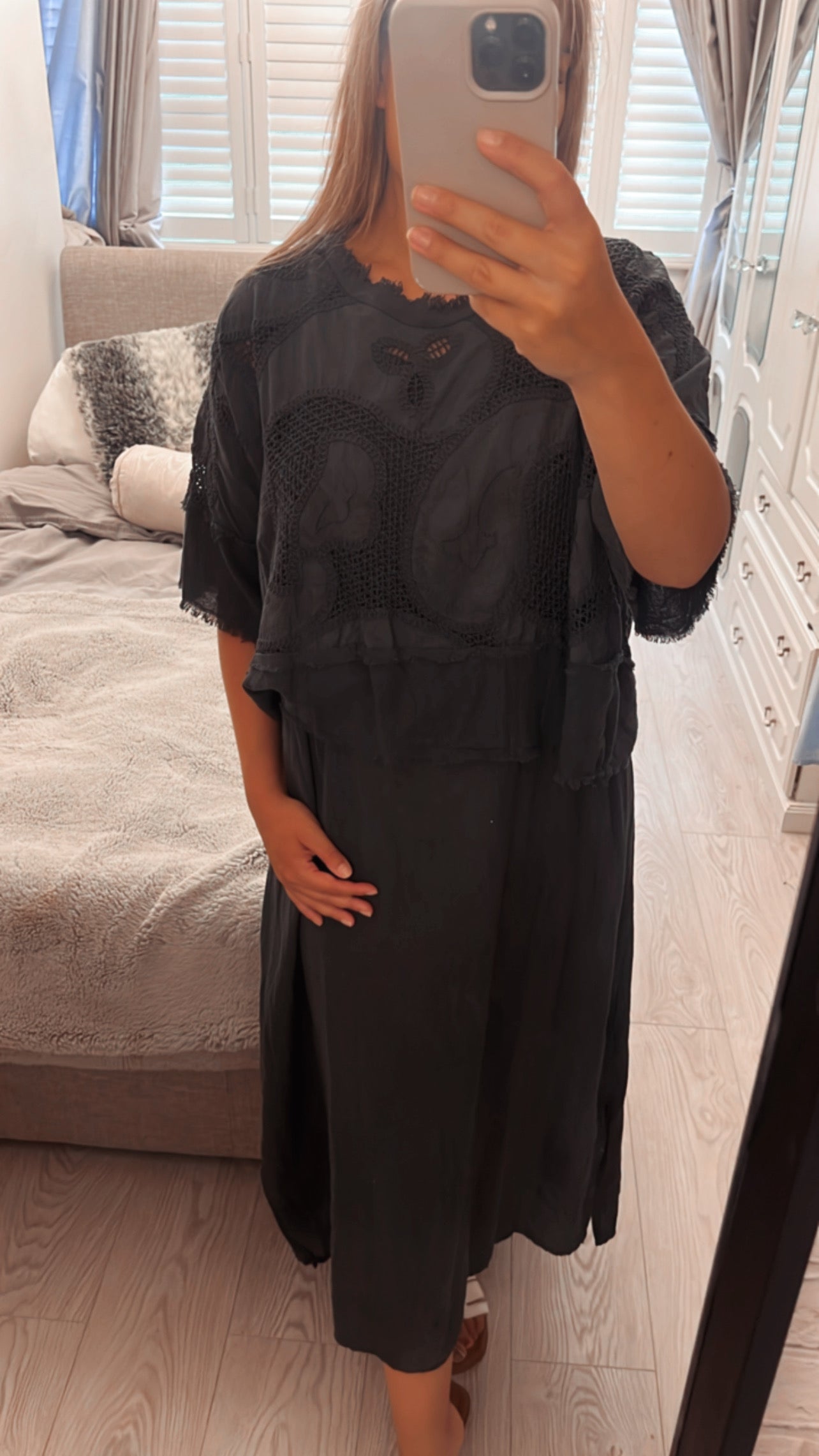 DRESS WITH MESH DETAILING