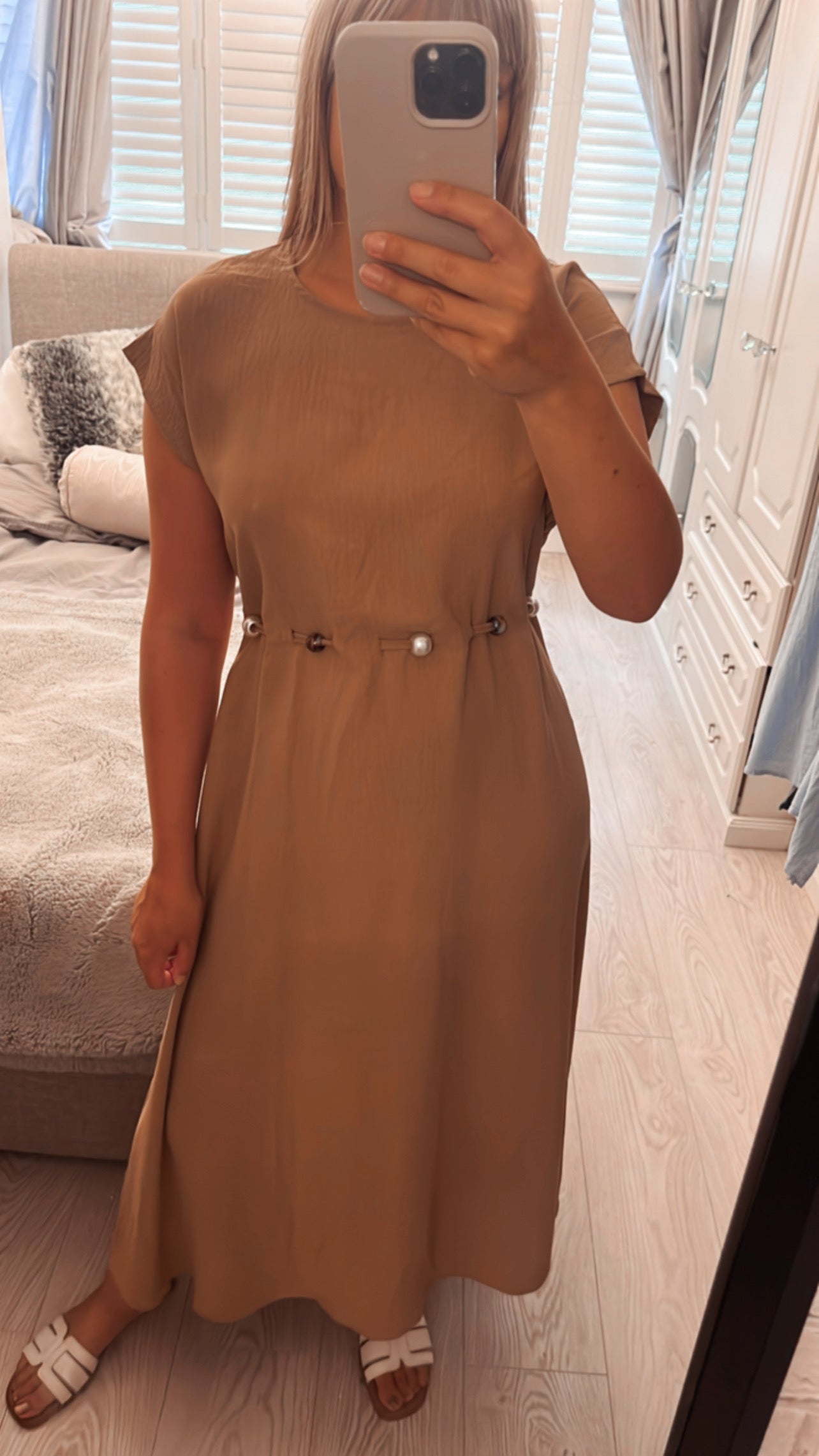 DRESS WITH BEADED BELT