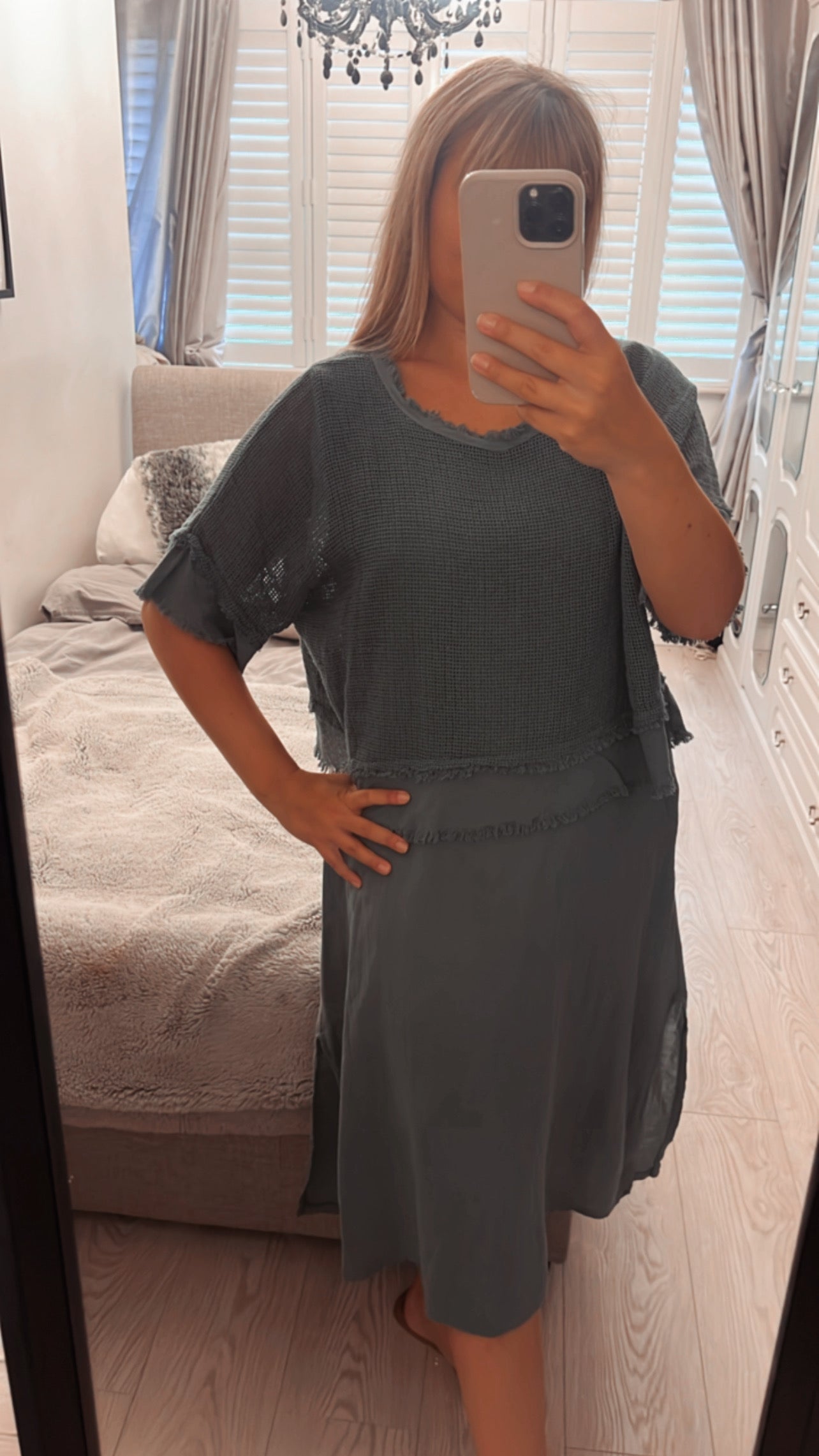 DRESS WITH MESH DETAILING