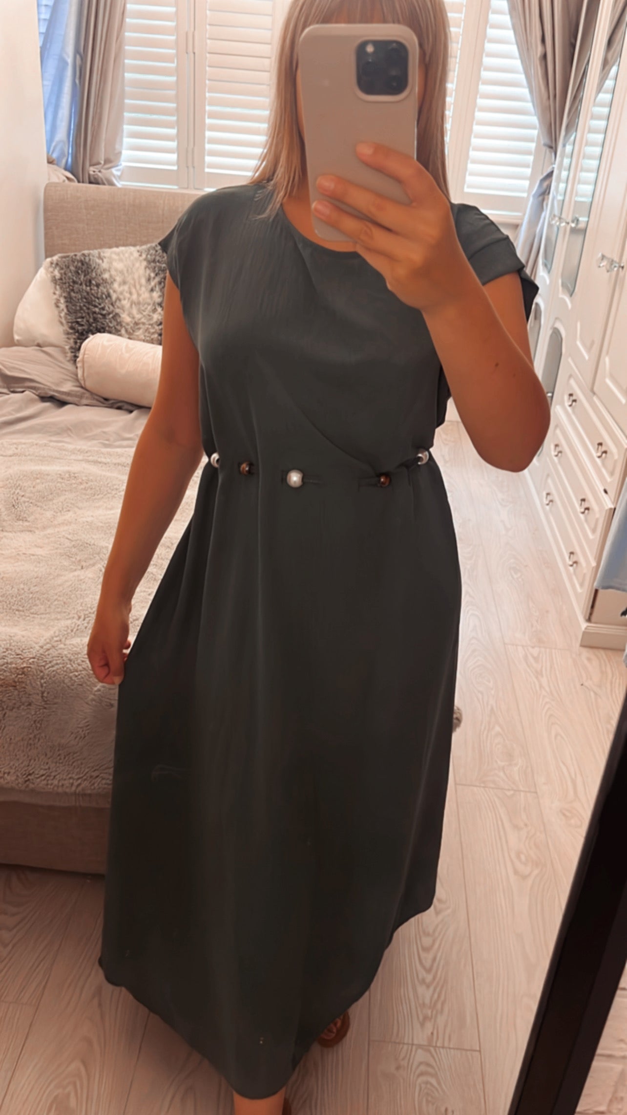 DRESS WITH BEADED BELT