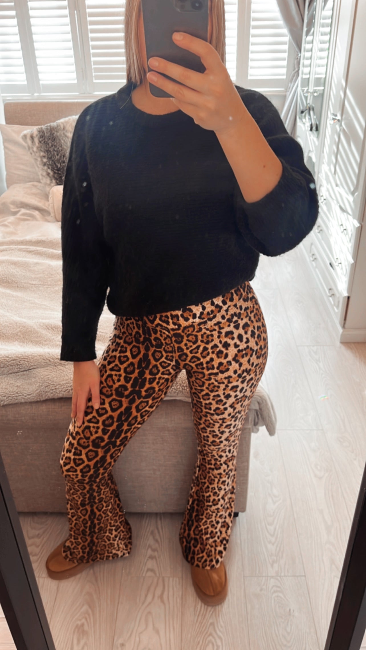 LEOPARD BELL BOTTOM LEGGINGS