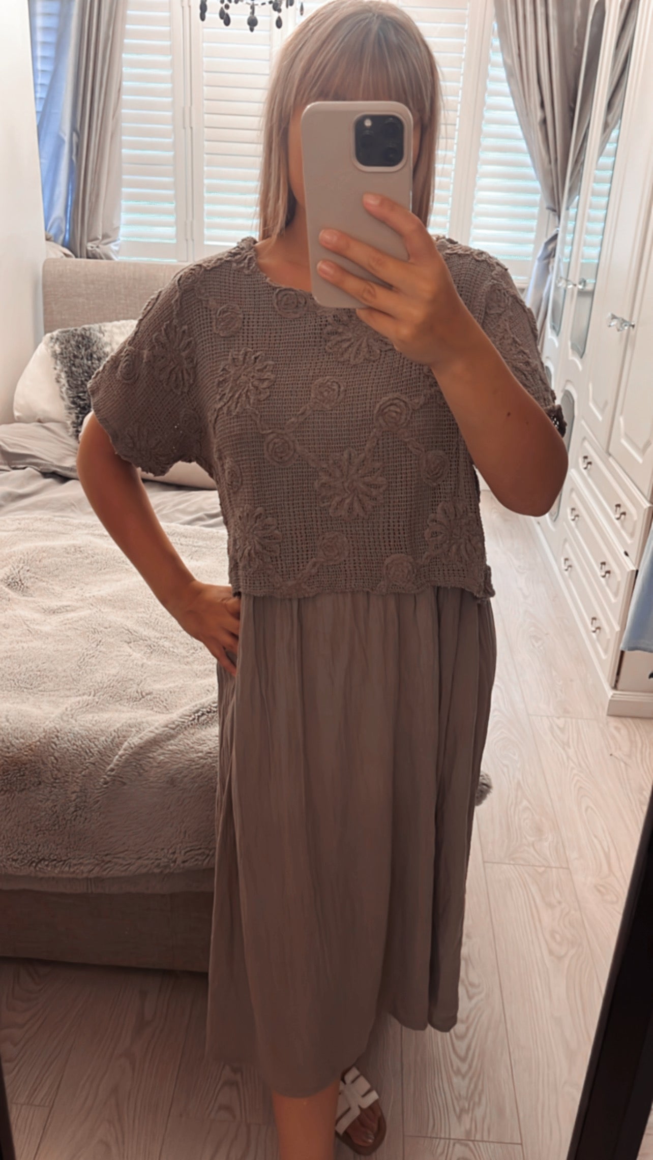 DRESS WITH MESH DETAILING