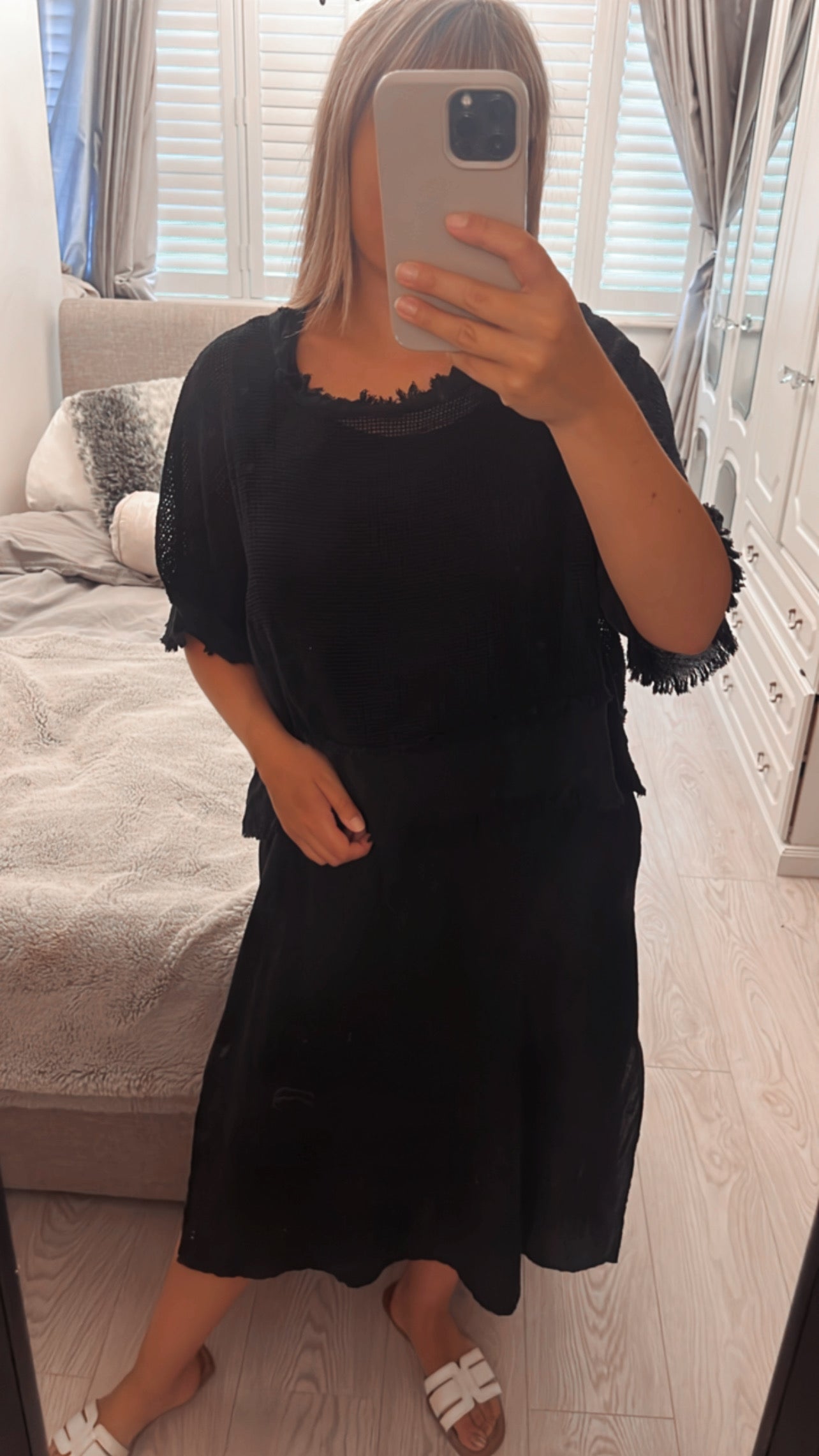DRESS WITH MESH DETAILING