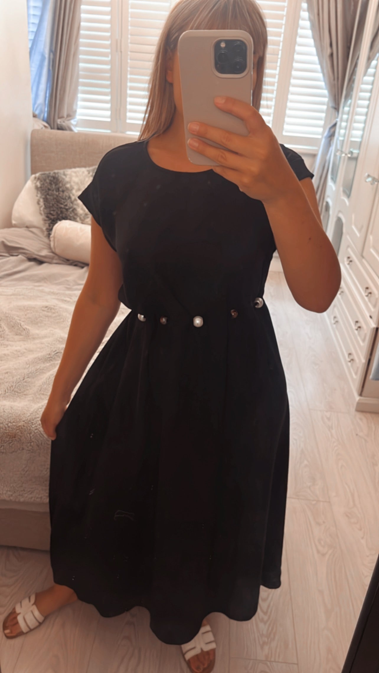 DRESS WITH BEADED BELT