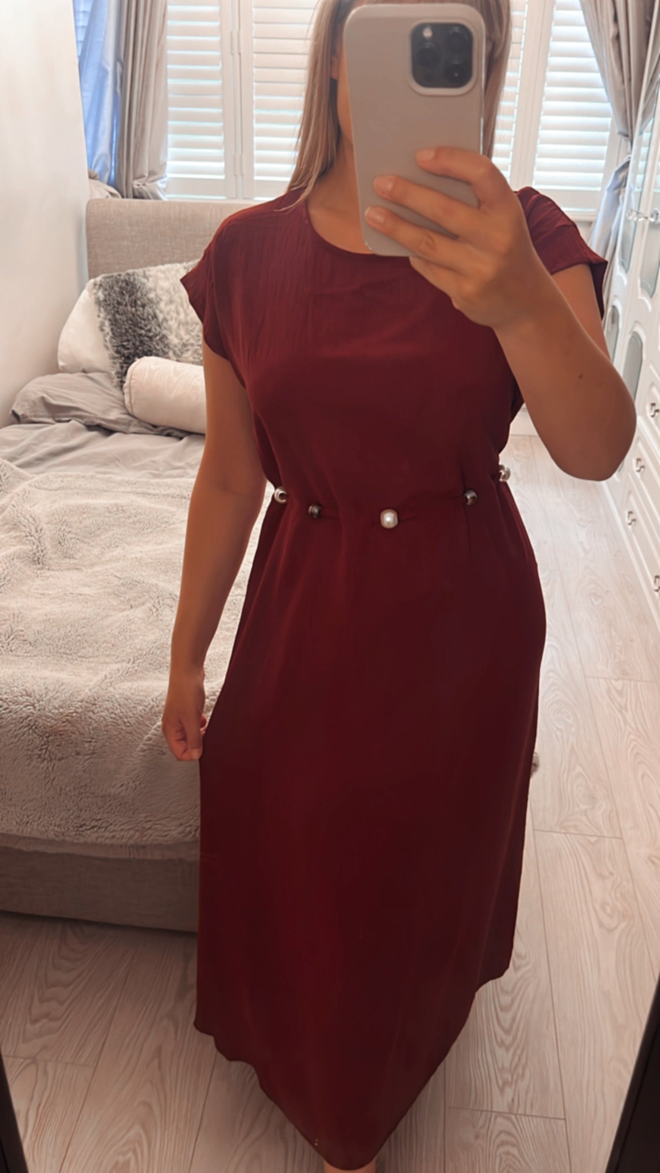DRESS WITH BEADED BELT