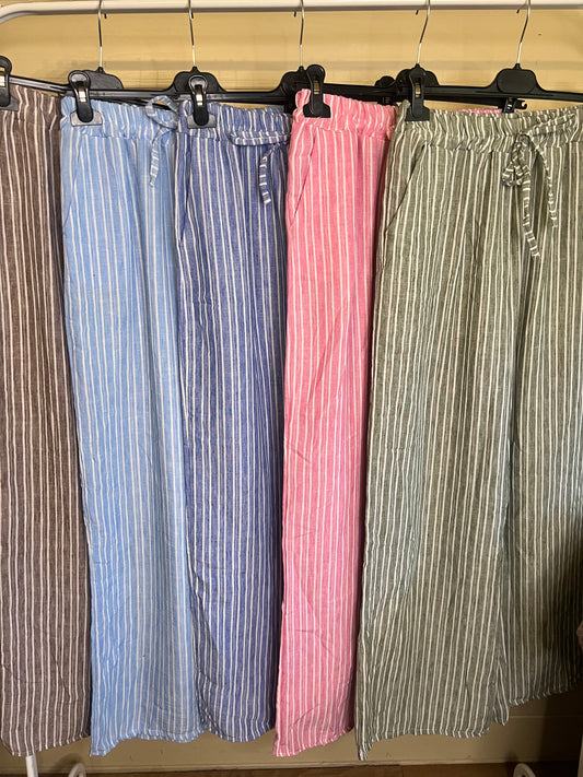 STRIPE WIDE LEG TROUSERS