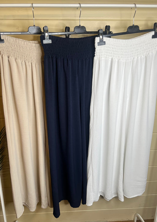 MILLY ELASTICATED WIDE LEG TROUSERS (25 inch leg)