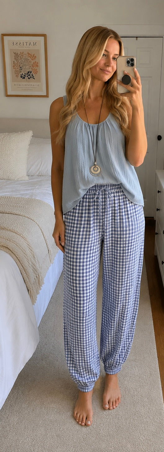 LEXI GINGHAM HAREM TROUSERS (8-18)