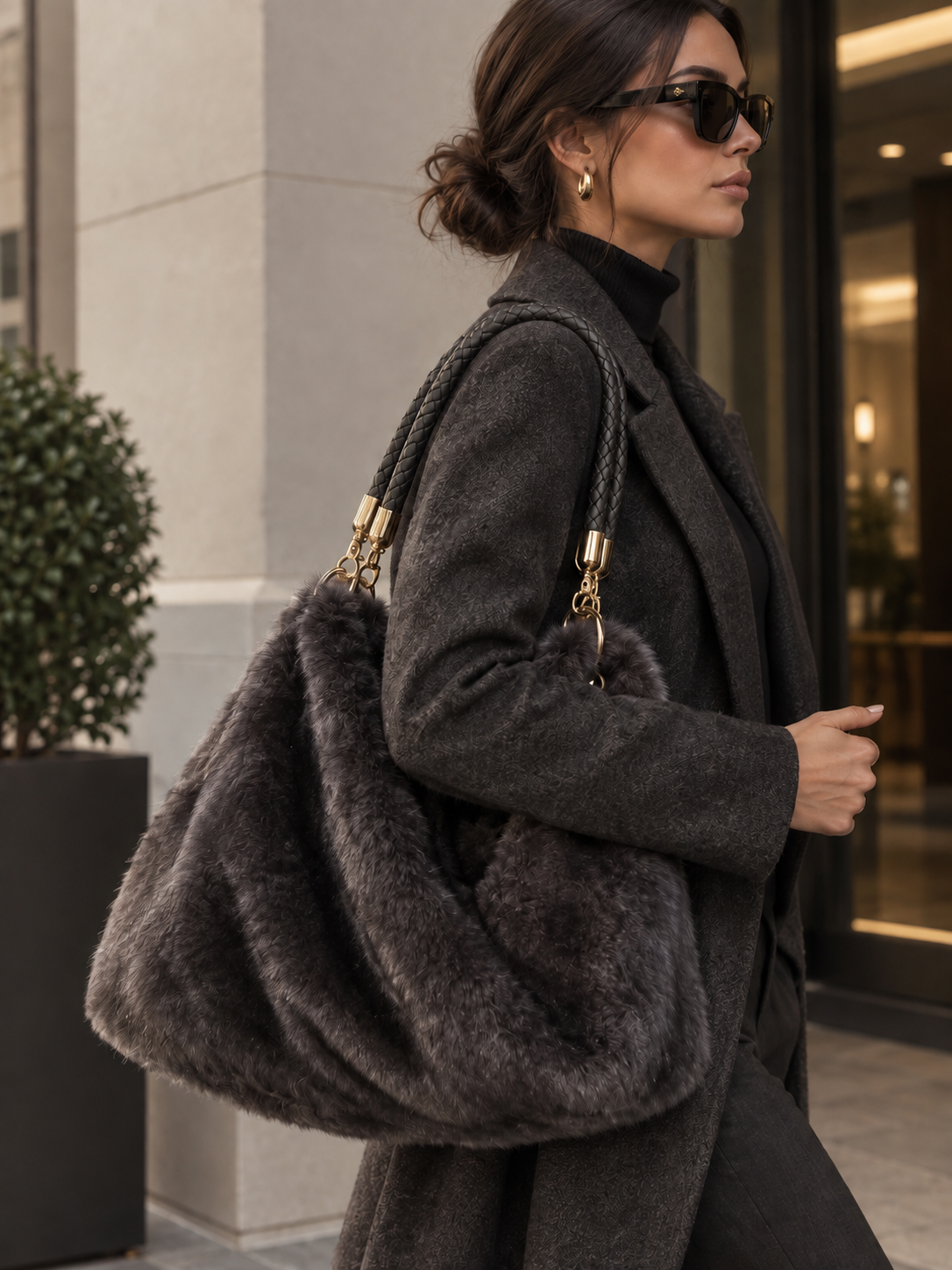 LARGE FAUX FUR BAG