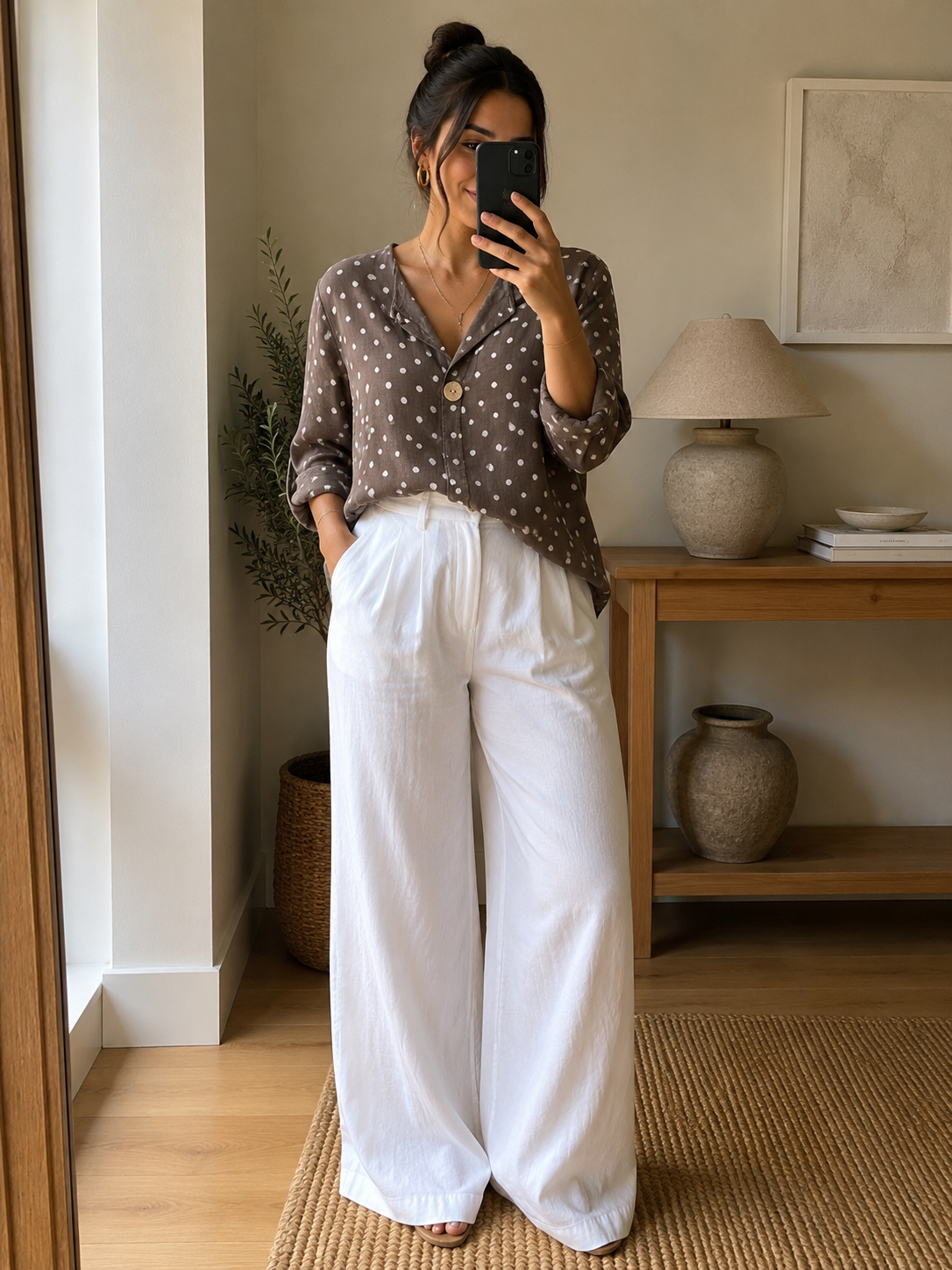 POLKA DOT COTTON BLOUSE