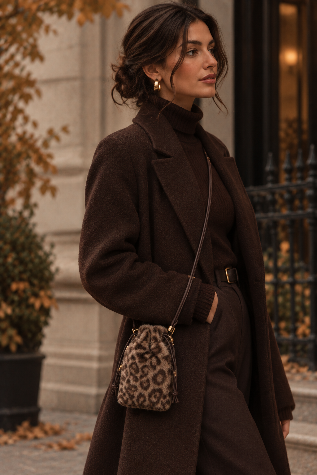 CROSS BODY ANIMAL PRINT FAUX FUR BAG