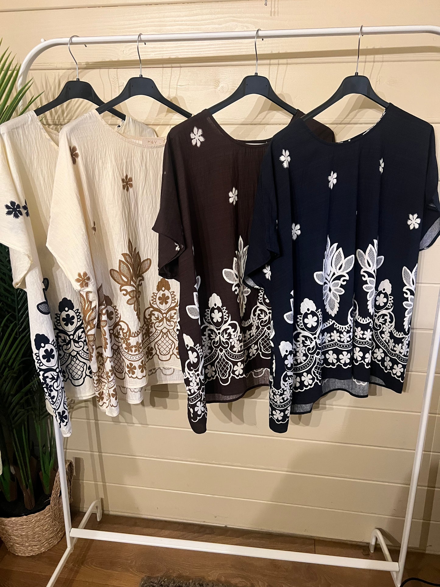 SOPHIE LINEN BLEND PRINTED TOP (8-18)