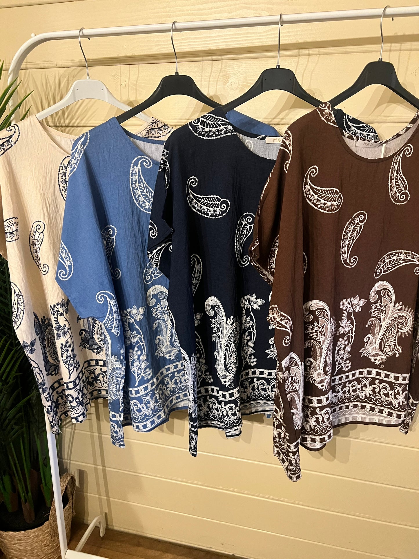 AMY LINEN BLEND PRINTED TOP (8-18)