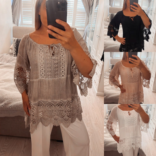 MILLY LACE BOTTOM BLOUSE