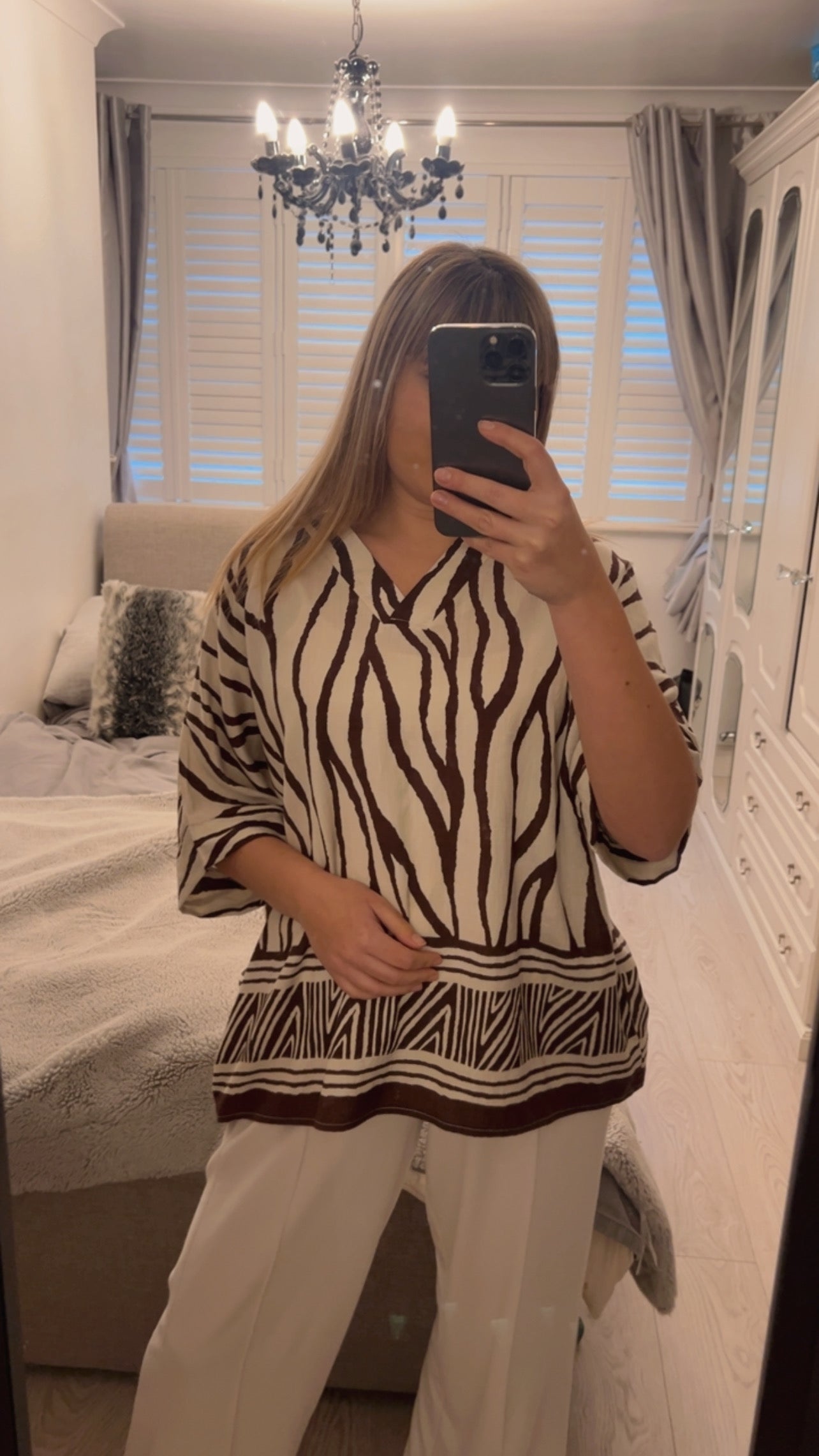 LINEN BLEND PRINTED TOP (8-20)