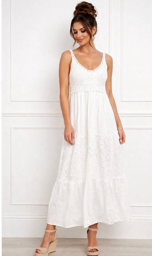 LUCIA TIERED LACE PANEL DRESS (ONE SIZE 8-16)