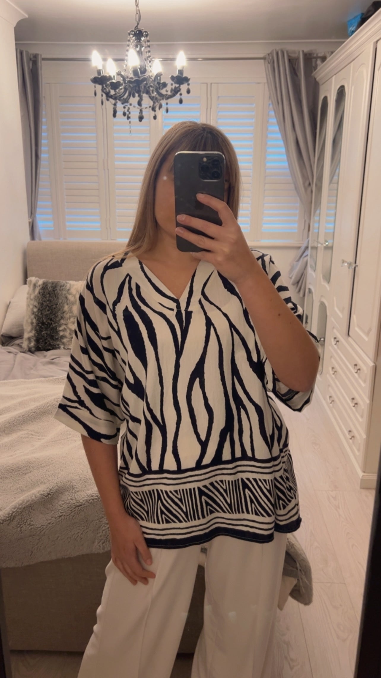 LINEN BLEND PRINTED TOP (8-20)