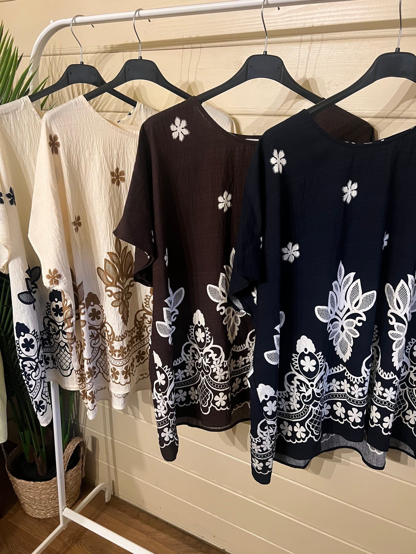 SOPHIE LINEN BLEND PRINTED TOP (8-18)