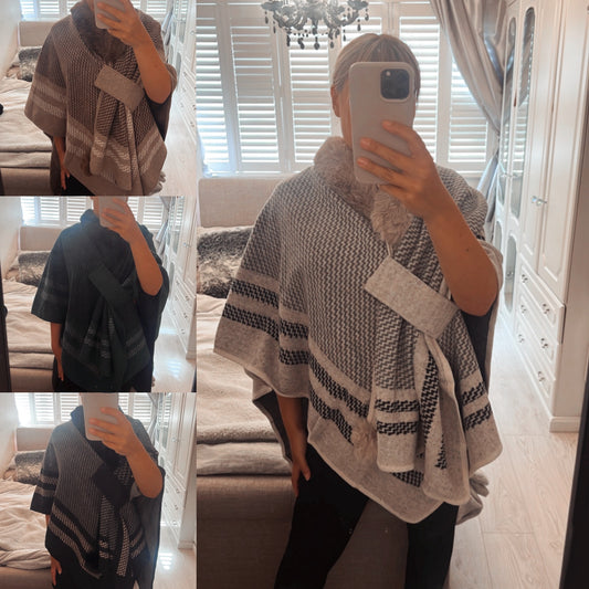 FAUX FUR PONCHO