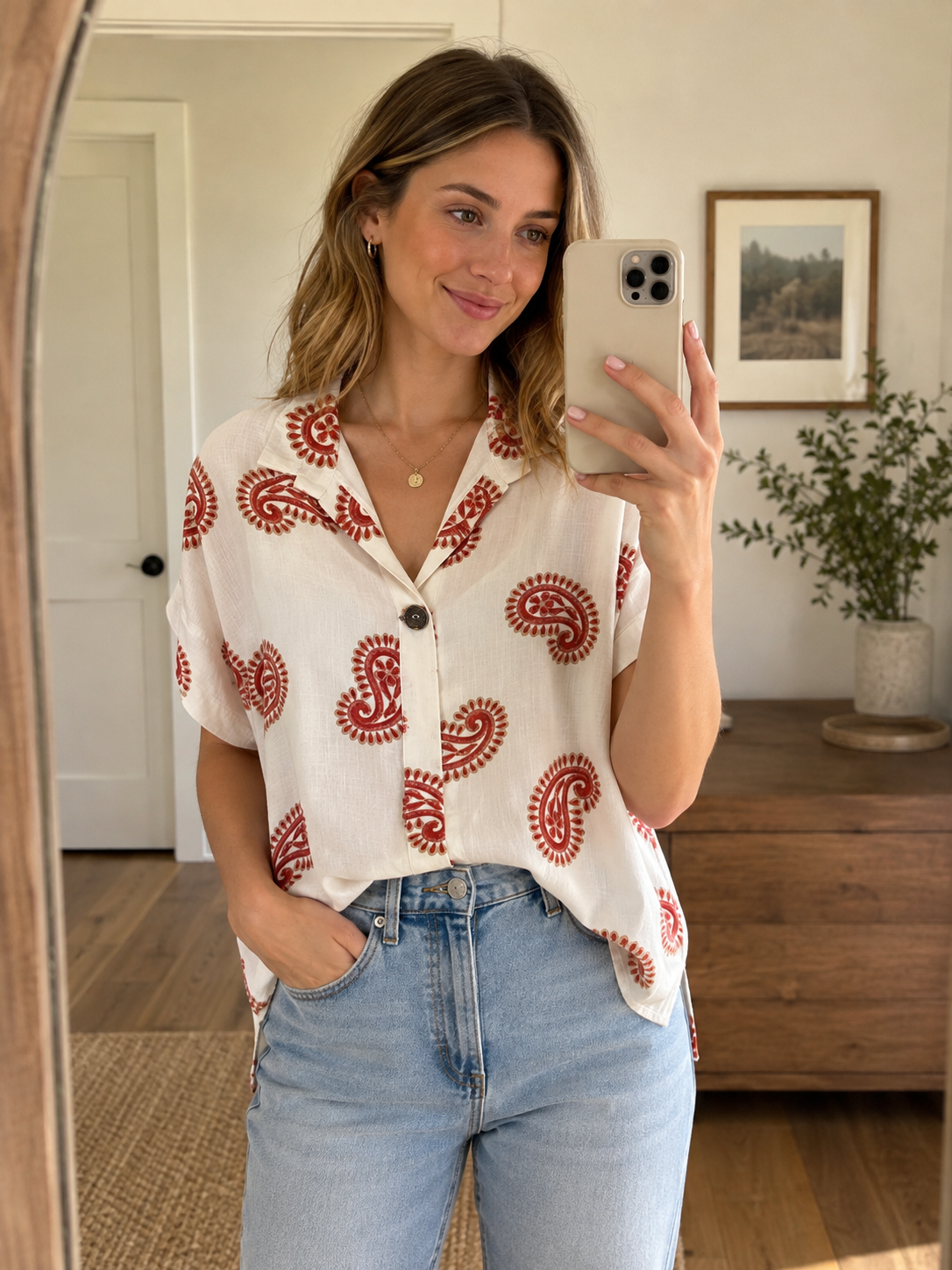 LINEN BLEND BLOUSE