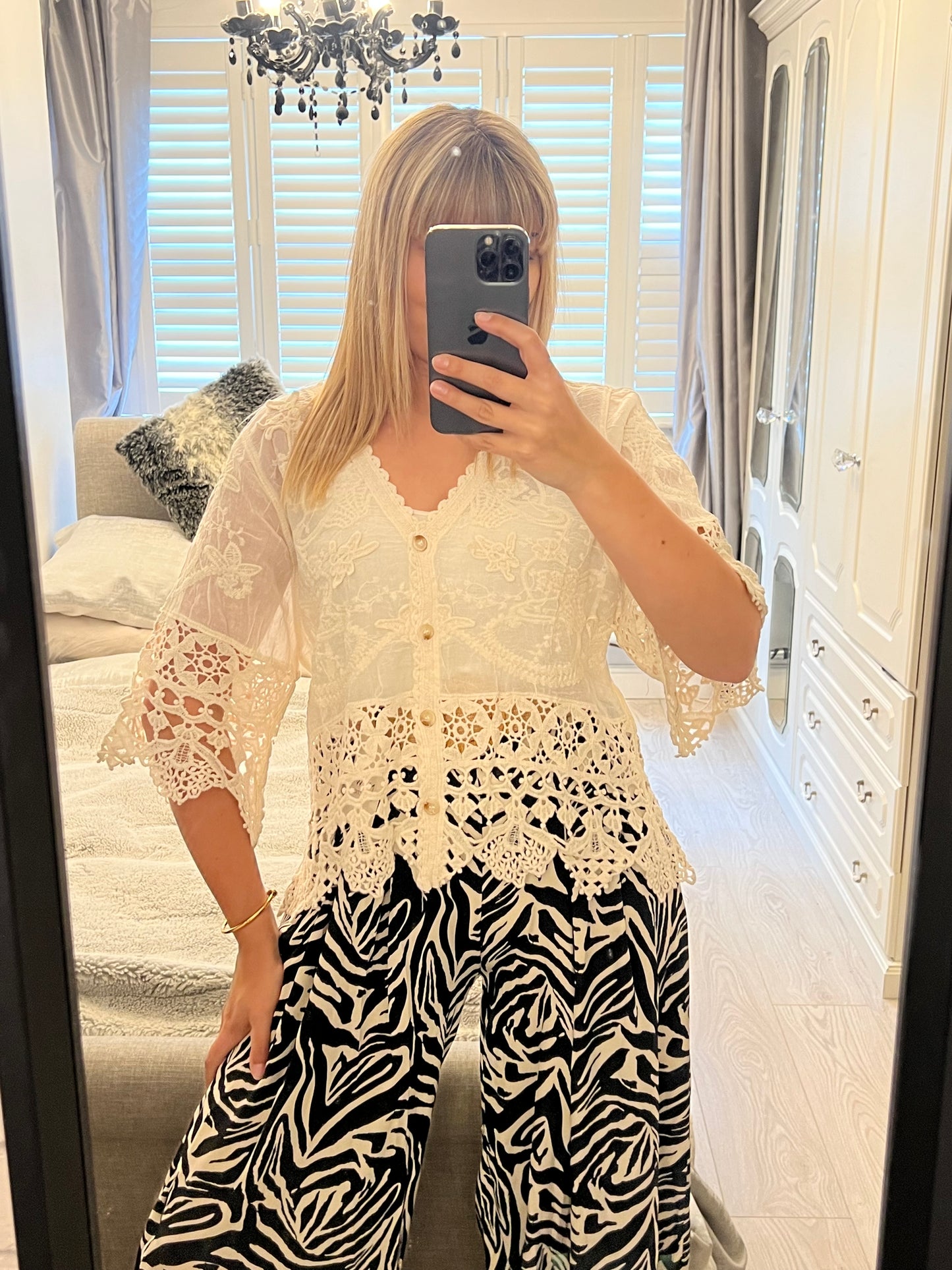 ZEBRA WIDE LEG TROUSERS WITH BELT (8-16)