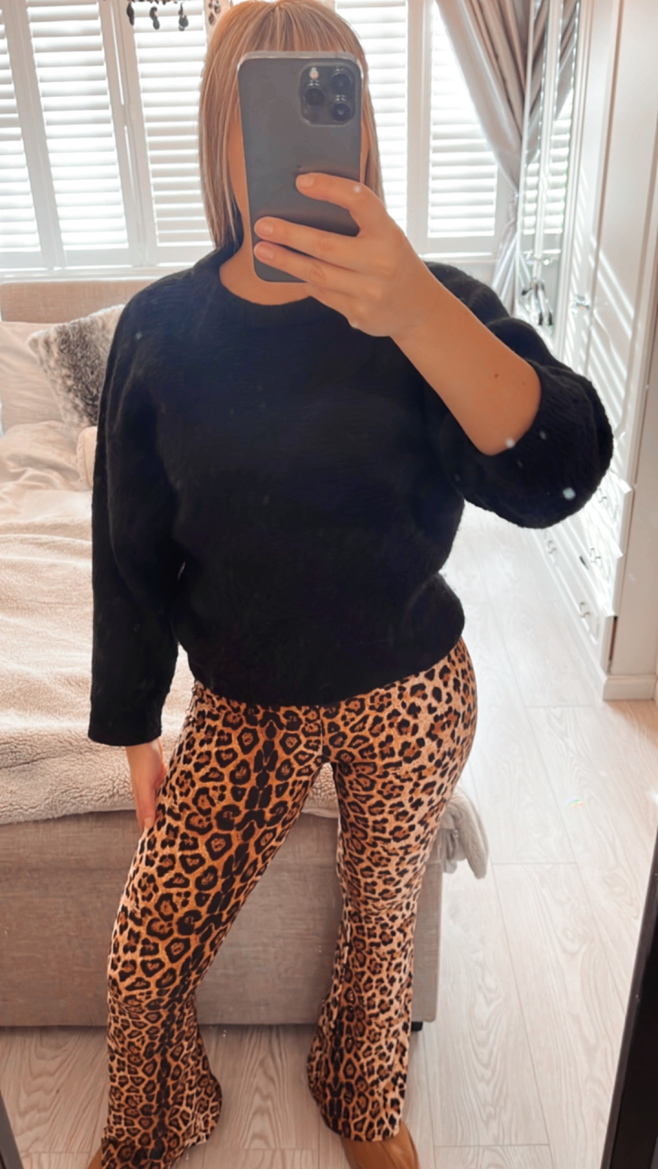 LEOPARD BELL BOTTOM LEGGINGS