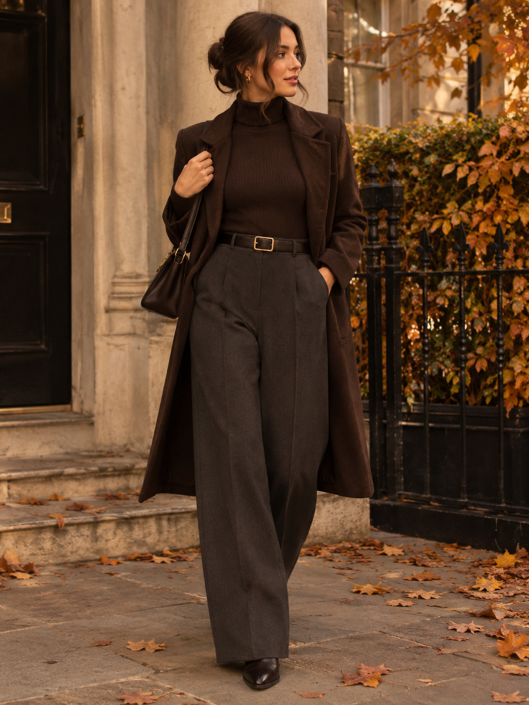 WIDE LEG BELTED TROUSERS