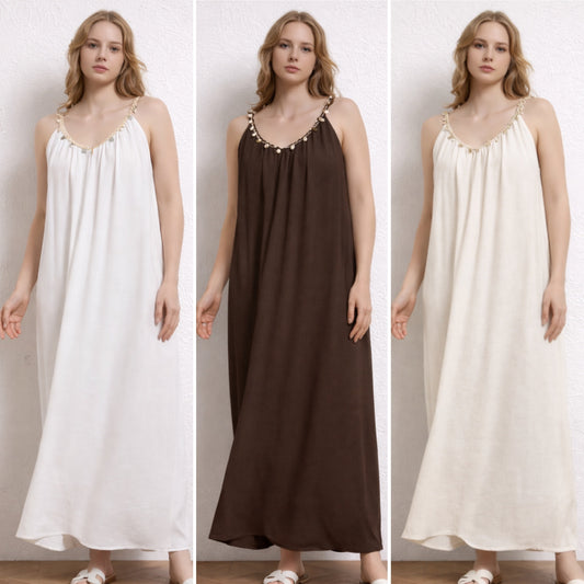 STACY LINEN BLEND SUMMER DRESS