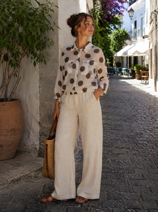 POLKA DOT BUBBLE HEM SHIRT