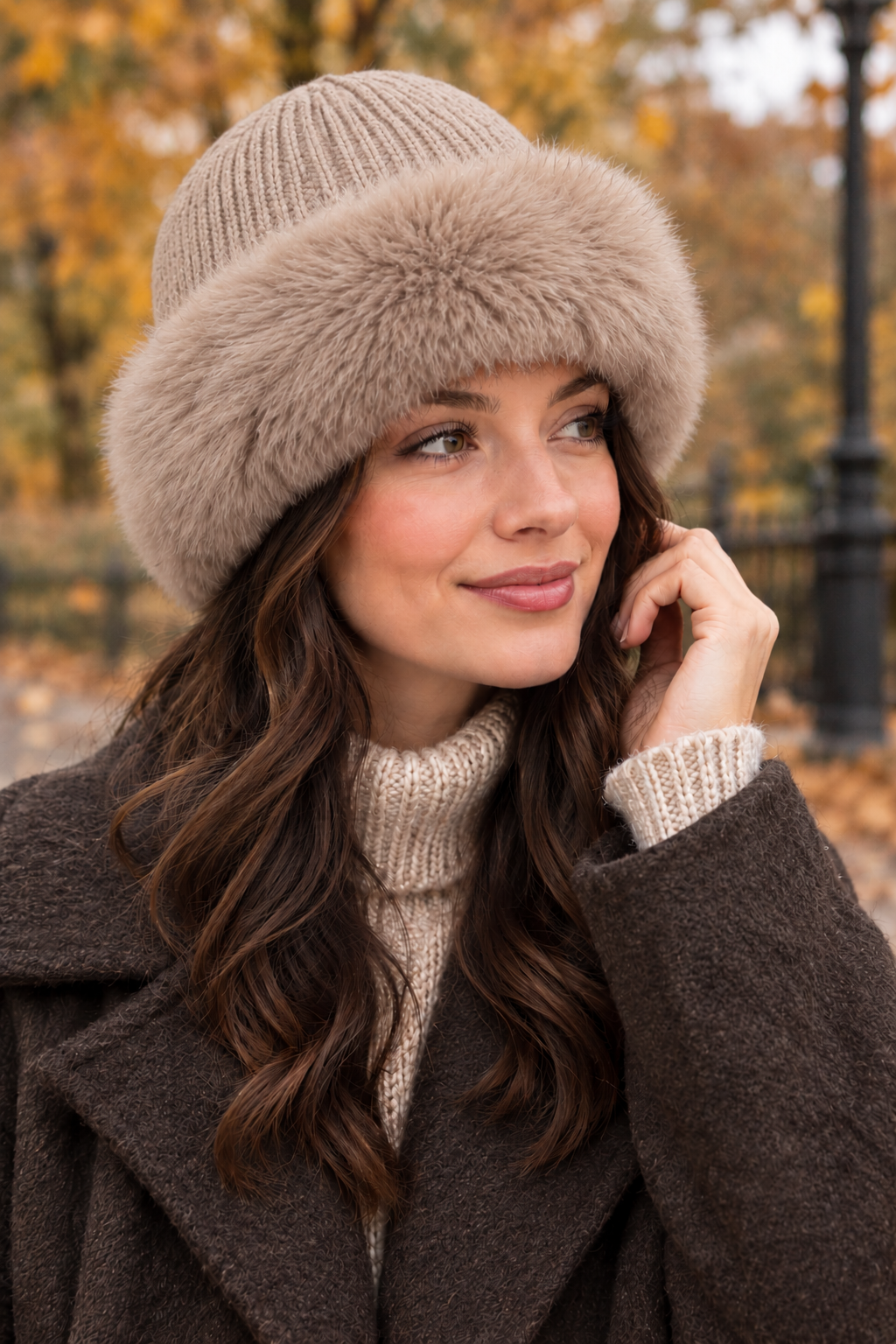 FAUX FUR BEANIE HAT