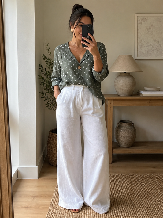 POLKA DOT COTTON BLOUSE