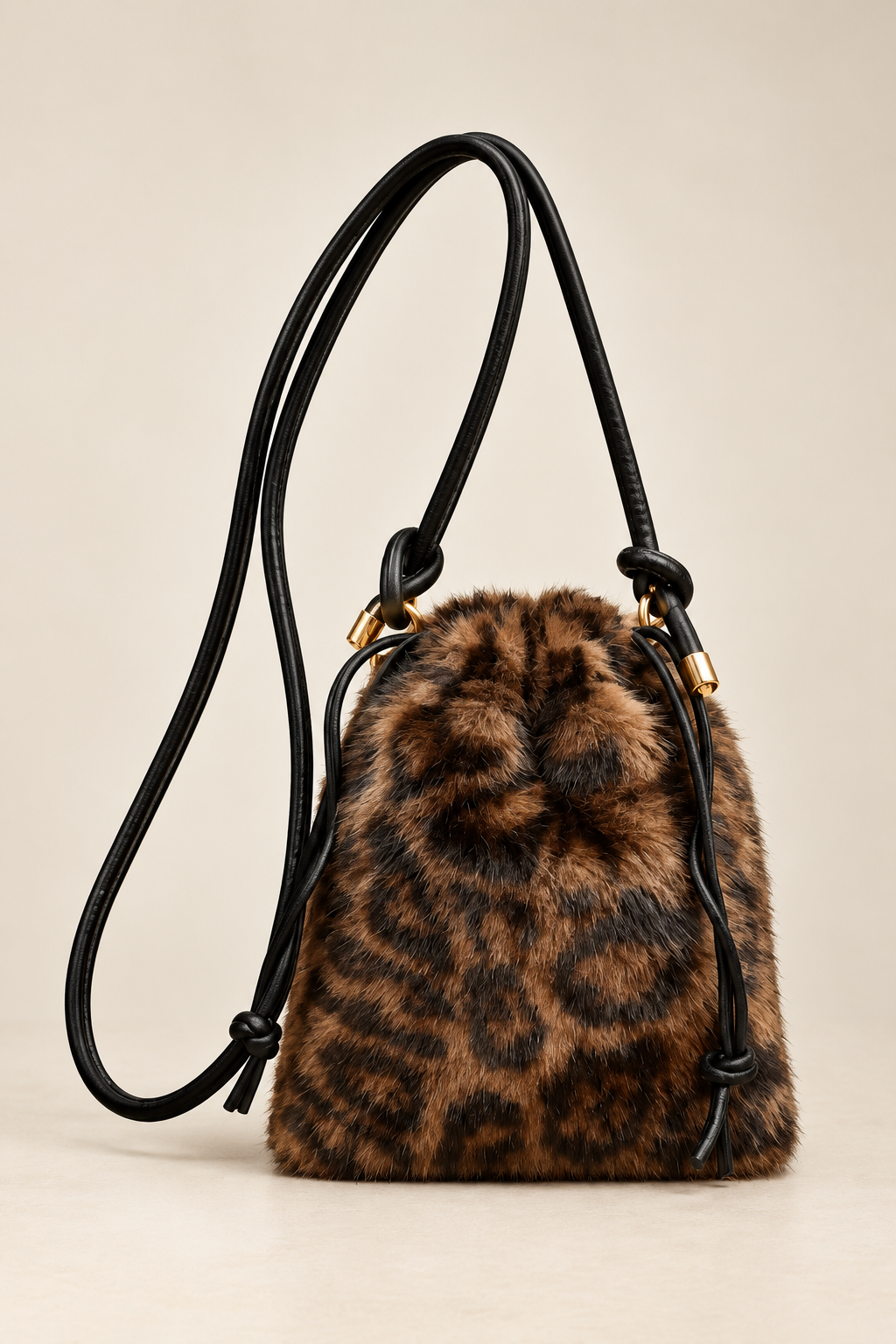 CROSS BODY ANIMAL PRINT FAUX FUR BAG