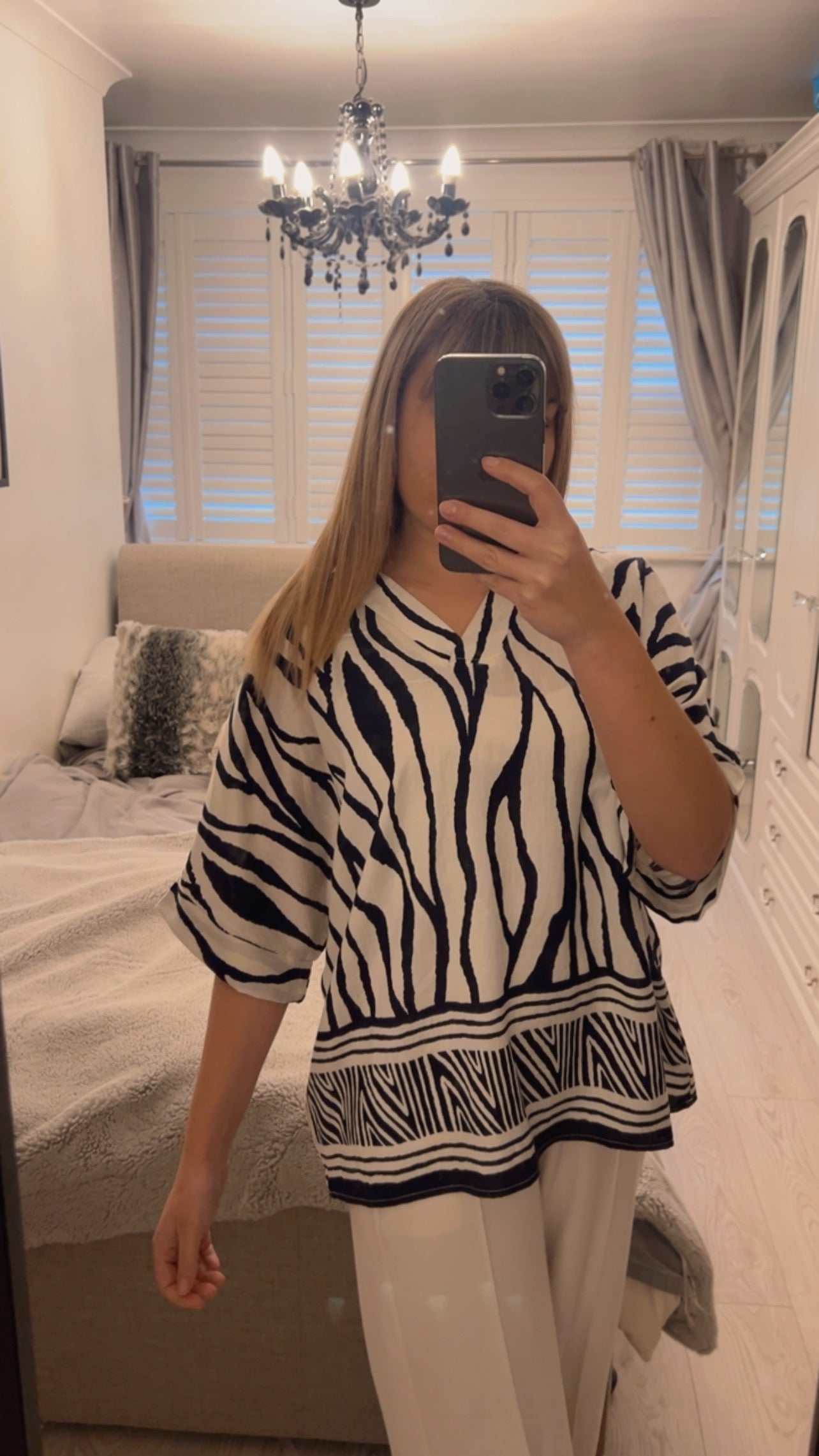 LINEN BLEND PRINTED TOP (8-20)