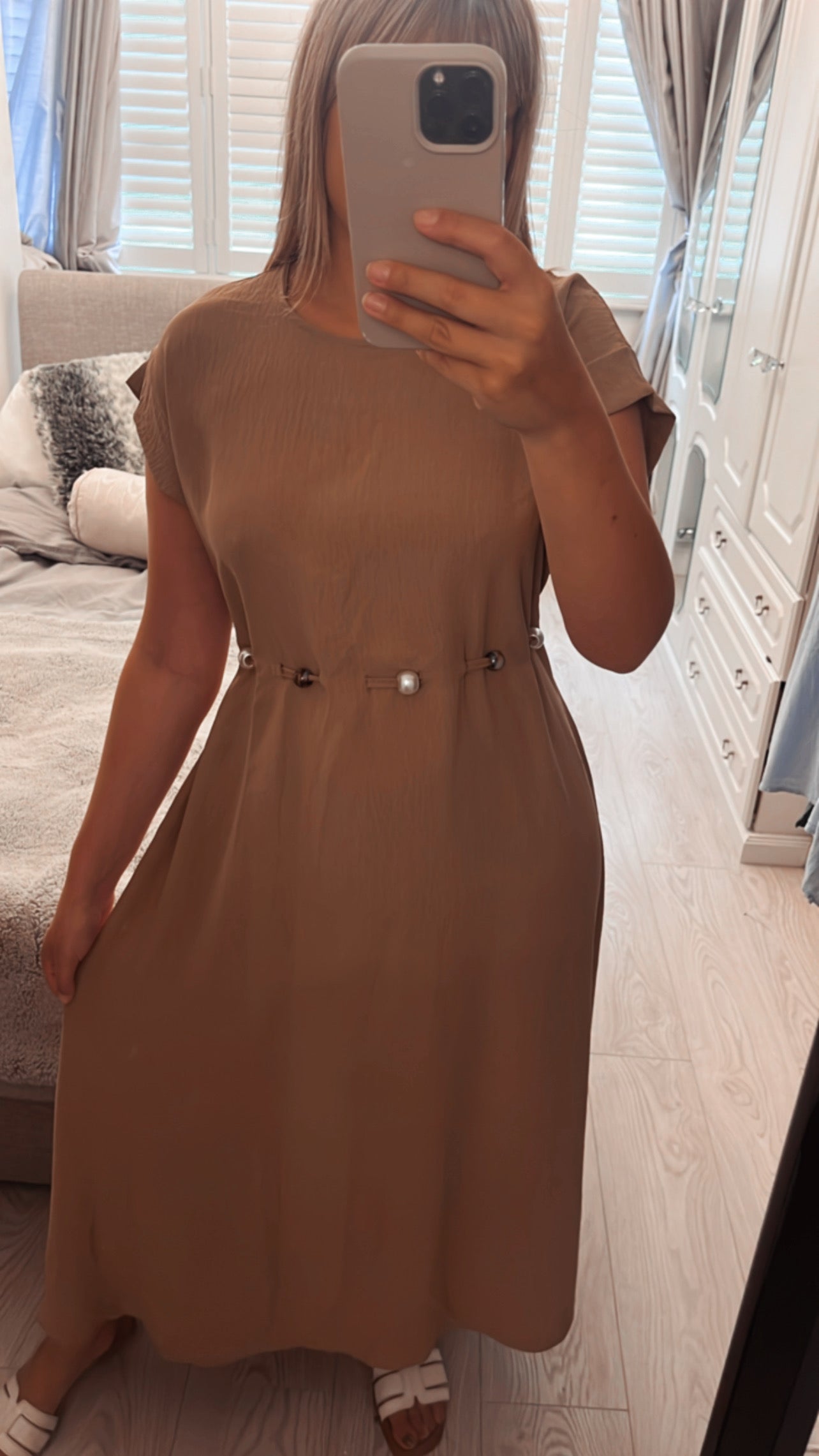 DRESS WITH BEADED BELT