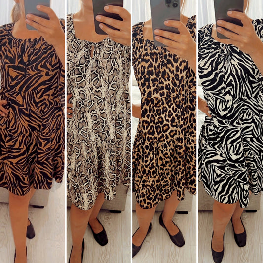 ANIMAL PRINT SWING DRESSES