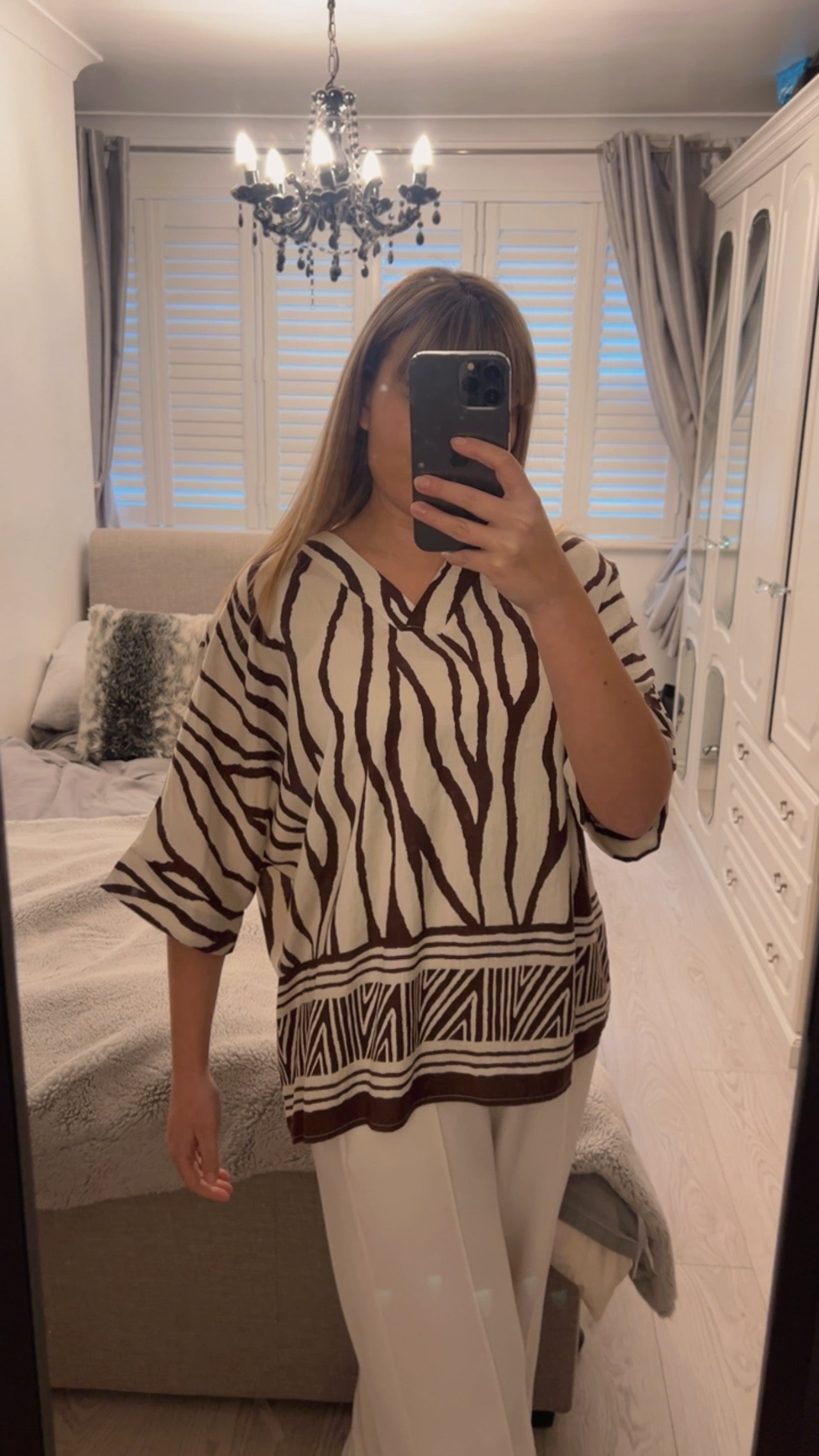 LINEN BLEND PRINTED TOP (8-20)