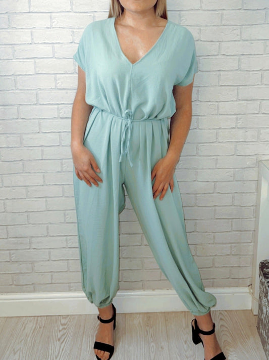 Green Tie - Waisted Jumpsuit