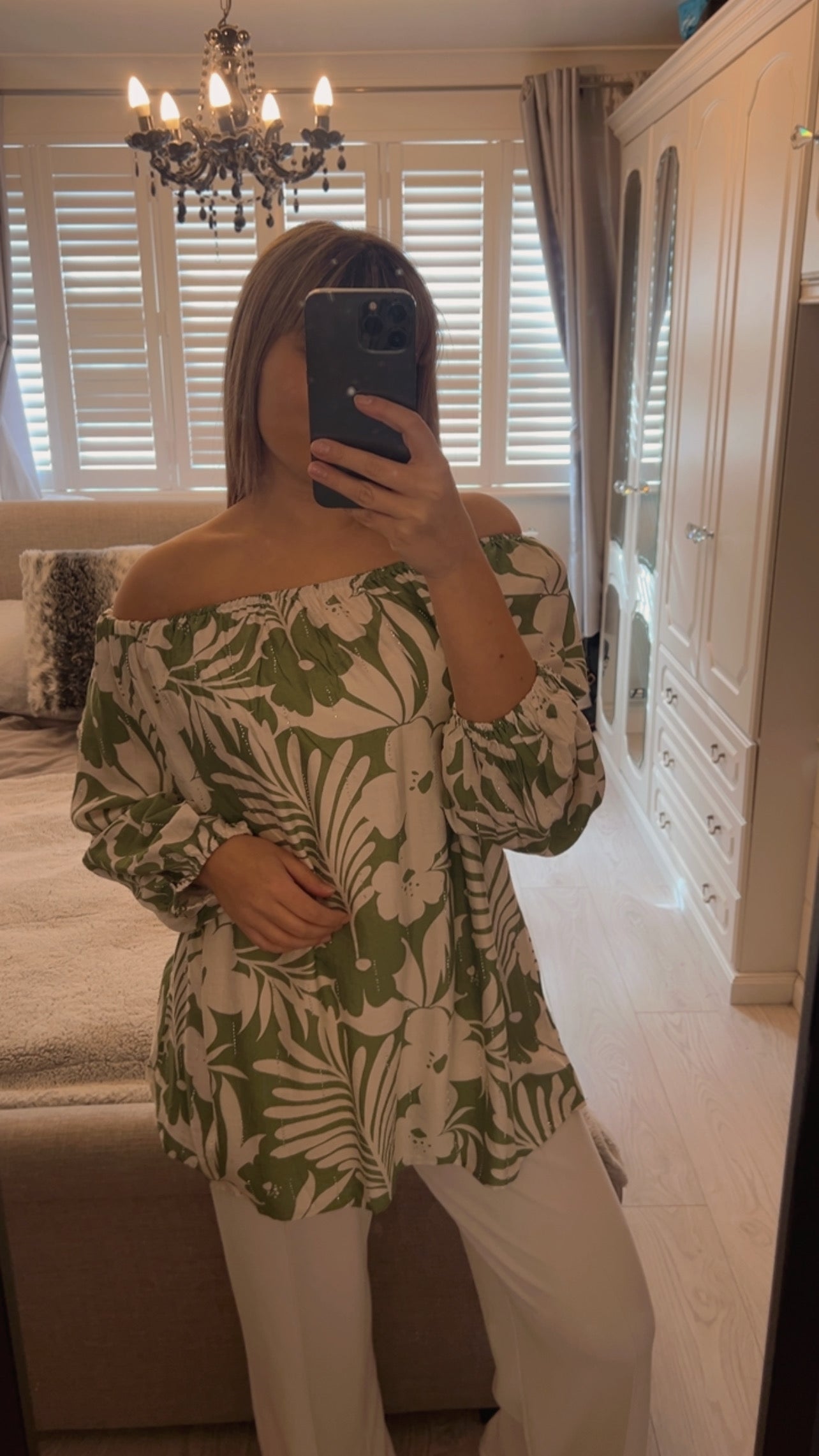 LINEN BLEND FLORAL BLOUSE