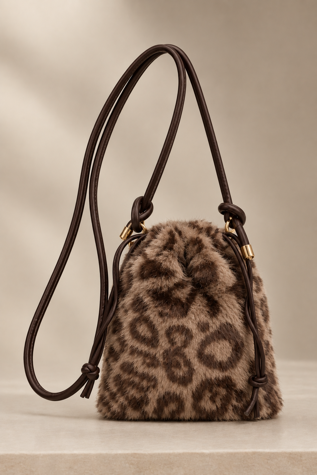 CROSS BODY ANIMAL PRINT FAUX FUR BAG